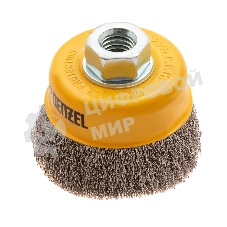 Щетка для УШМ Denzel 75 мм, М14, чашка, витая нержавеющая проволока 0,3 мм