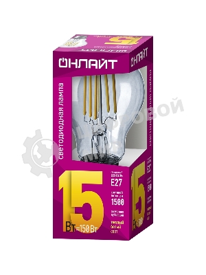 Лампа светодиодная ОНЛАЙТ 80878 OLL-F-A60-15-230-2.7K-E27