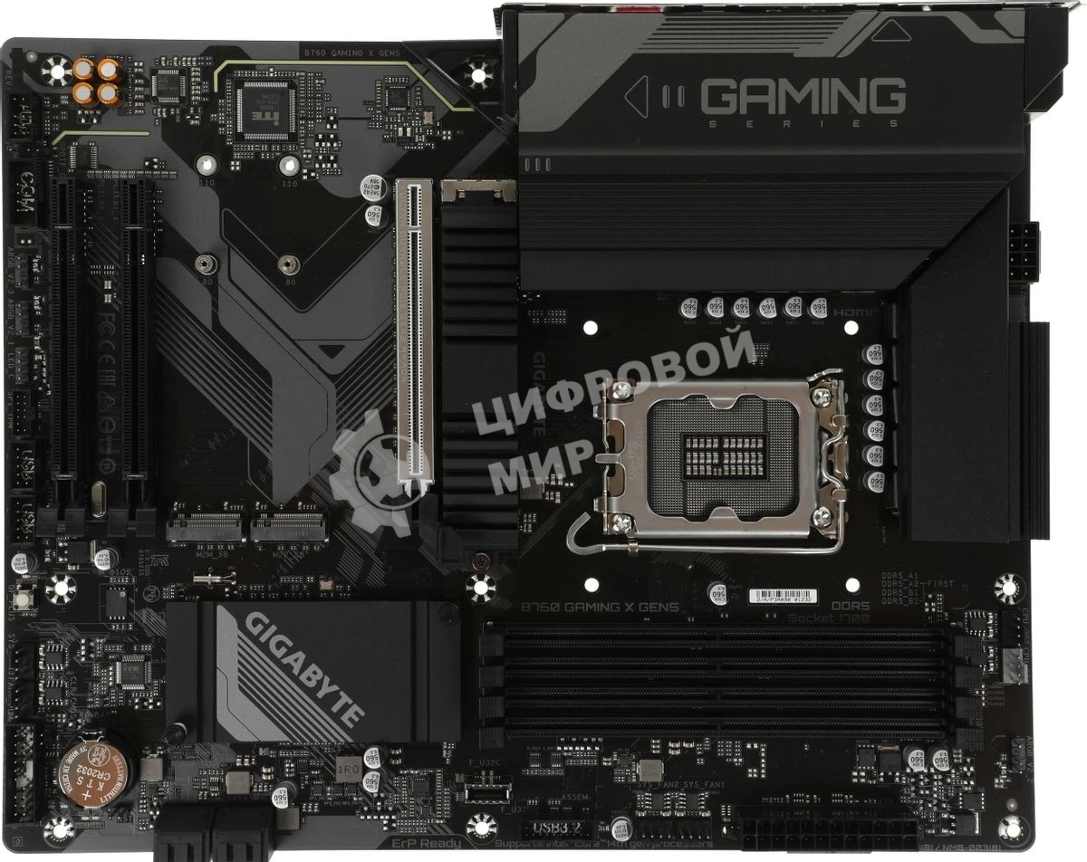 Материнская плата Gigabyte B760 GAMING X GEN5, LGA1700, Intel B760, 4xDDR5, 4xSATA, 3xM.2, 1xPCIe 5.0 x16, 2xPCIe 3.0 x1, 1xHDMI, 1xDP, 1x2.5Gb LAN, 1xUSB-C 5Gbps, 1xUSB-A 10Gbps, 1xUSB-A 5Gbps, 5xUSB-A 2.0, 6x3.5 мм, 7.1, ATX