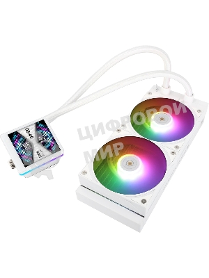 Водяное охлаждение для процессора Thermalright Grand Vision 240 (240mm, LED, White, ARGB/Fans: 2x120mm, 80.45CFM, 29.4dBA, 2150RPM/Pump height 72.5mm, 6400RPM, Rad thickness 27mm/S: 1700, 1200, 1851, 115X, 2011, 2066, AM5, AM4)