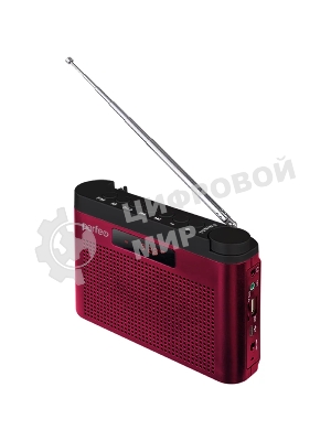 Радиоприемник Perfeo цифровой ТАЙГА FM+ 66-108МГц/ MP3/ встроенный аккум,USB/ бордовый (I70RED) PF_C4940