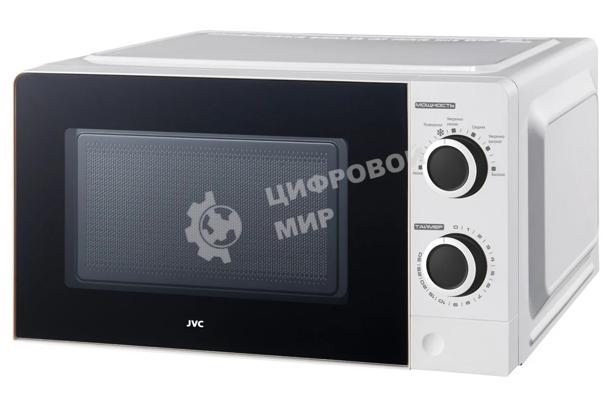 Микроволновая печь JVC JK-MW121M белый, 20 л, 700 Вт, переключатели - поворотный механизм
