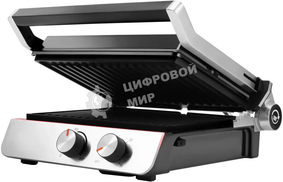 Гриль электрический Hyundai HYG-4046 2200Вт черный/серебристый