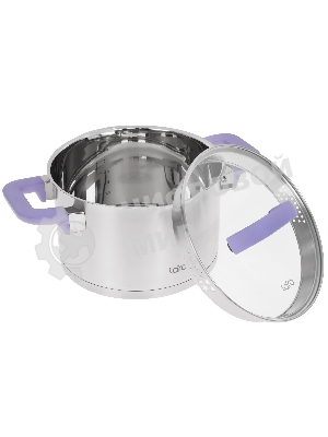 Кастрюля Lara LR02-253 Лаванда 3,8 л, 20 см, с крышкой, нержавеющая сталь