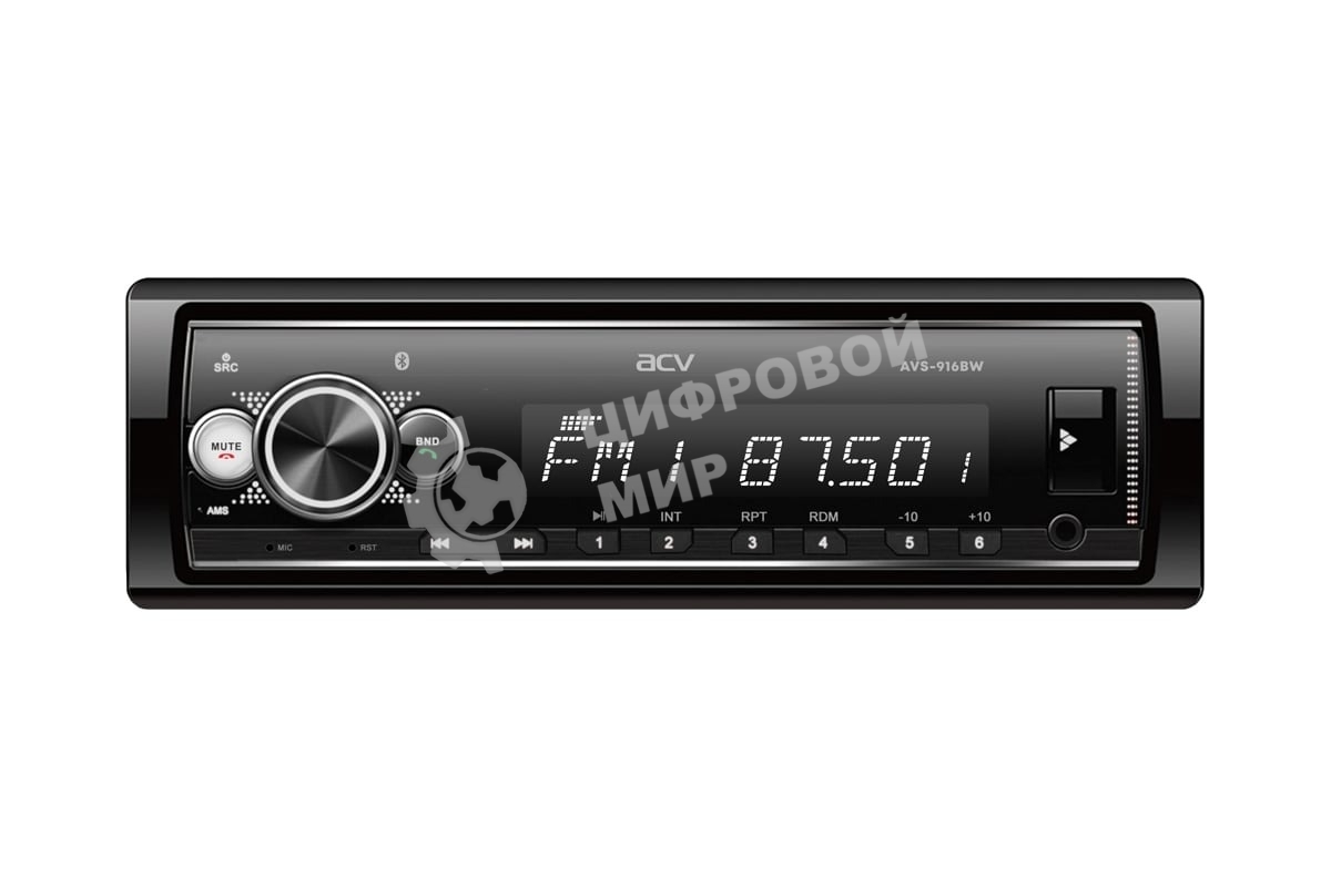 Автомагнитола ACV AVS-916BW, 1 DIN, Bluetooth, USB Type-A, AUX