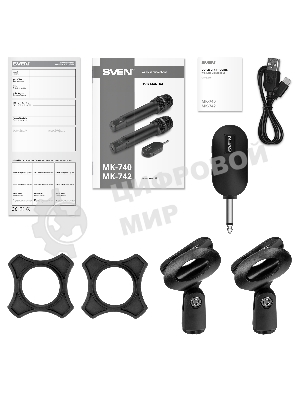 Набор беспроводных микрофонов SVEN MK-742, черный (2.4GHz, 180mAh)