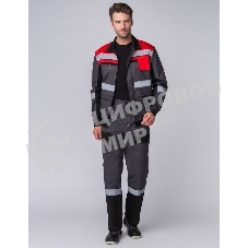 Костюм Виват-1 Премиум (ткань Смесовая,240) брюки, серый черный красный, 44-46 170-176