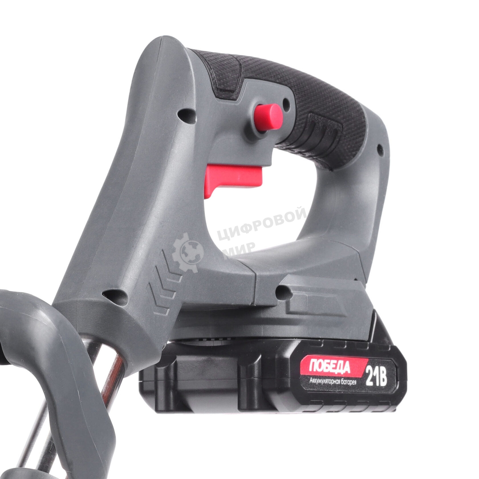 Триммер аккумуляторный Победа ТА 200, 20/21В, с 1 акб 1,5Ач и зу, макс 145мм, пластик. ножи (10шт) + мет. диск 40Т, телескоп