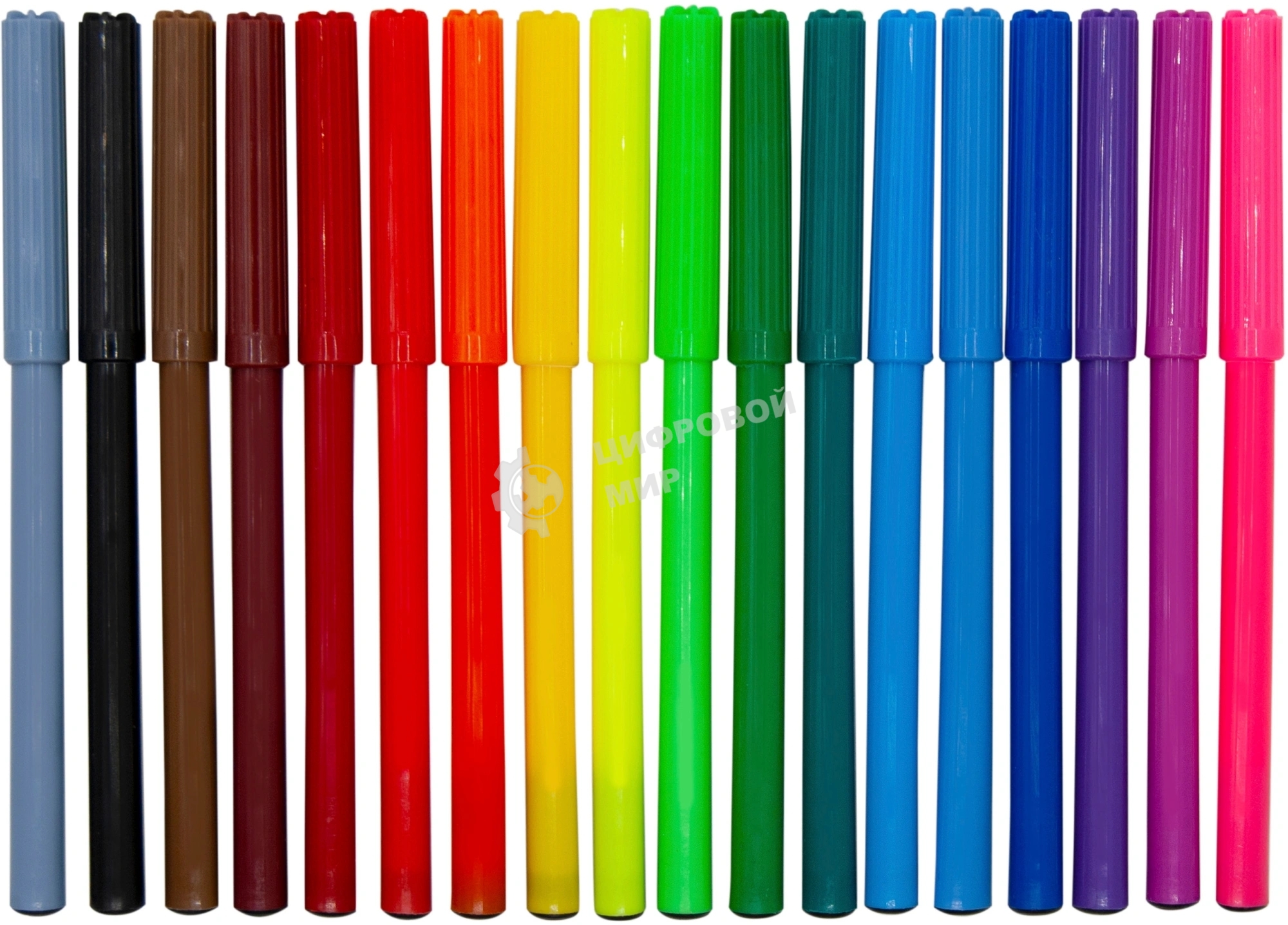 Фломастеры Silwerhof Eco 7.2мм 125мм, круглый корпус, вентилируемый колпачок, 18 цветов, пакет с европодвесом