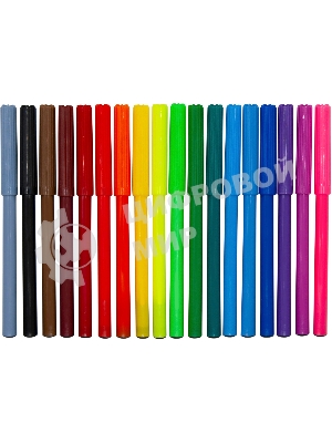 Фломастеры Silwerhof Eco 7.2мм 125мм, круглый корпус, вентилируемый колпачок, 18 цветов, пакет с европодвесом