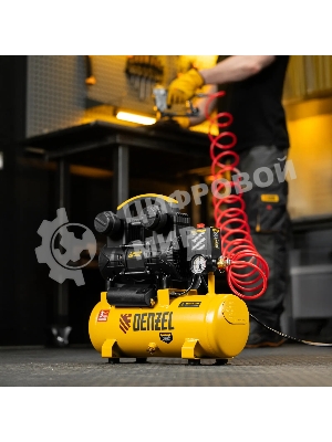 Компрессор безмасляный малошумный Denzel DLP-950/10, 950 Вт,10 л, 2850 об/мин, 170 л/мин