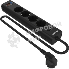 Сетевой фильтр Philips CHP4346BA/51, 2м, 4 розетки, черный