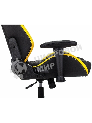 Кресло Knight Neon черный/желтый, экокожа, 120 кг, механизм качания