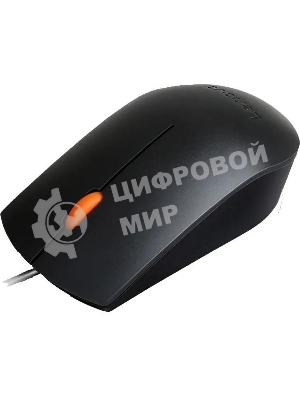 Мышь проводная Lenovo 300 черный, 1600 dpi, USB, кнопки - 3
