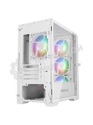 Компьютерный корпус Powercase Alisio Micro X4W V2, Tempered Glass, 4х 120мм ARGB fans, ARGB HUB, белый, mATX (CAMCXW-A4)