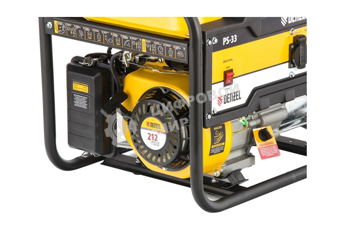 Электрогенератор бензиновый Denzel PS 33, 3.3 кВт, 85 дБ, 41 кг