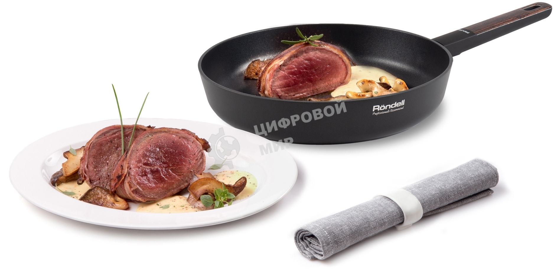 Сковорода Rondell Walnut RDA-1942 круглая 28 см, покрытие: антипригарное ручка несъемная (без крышки) черный