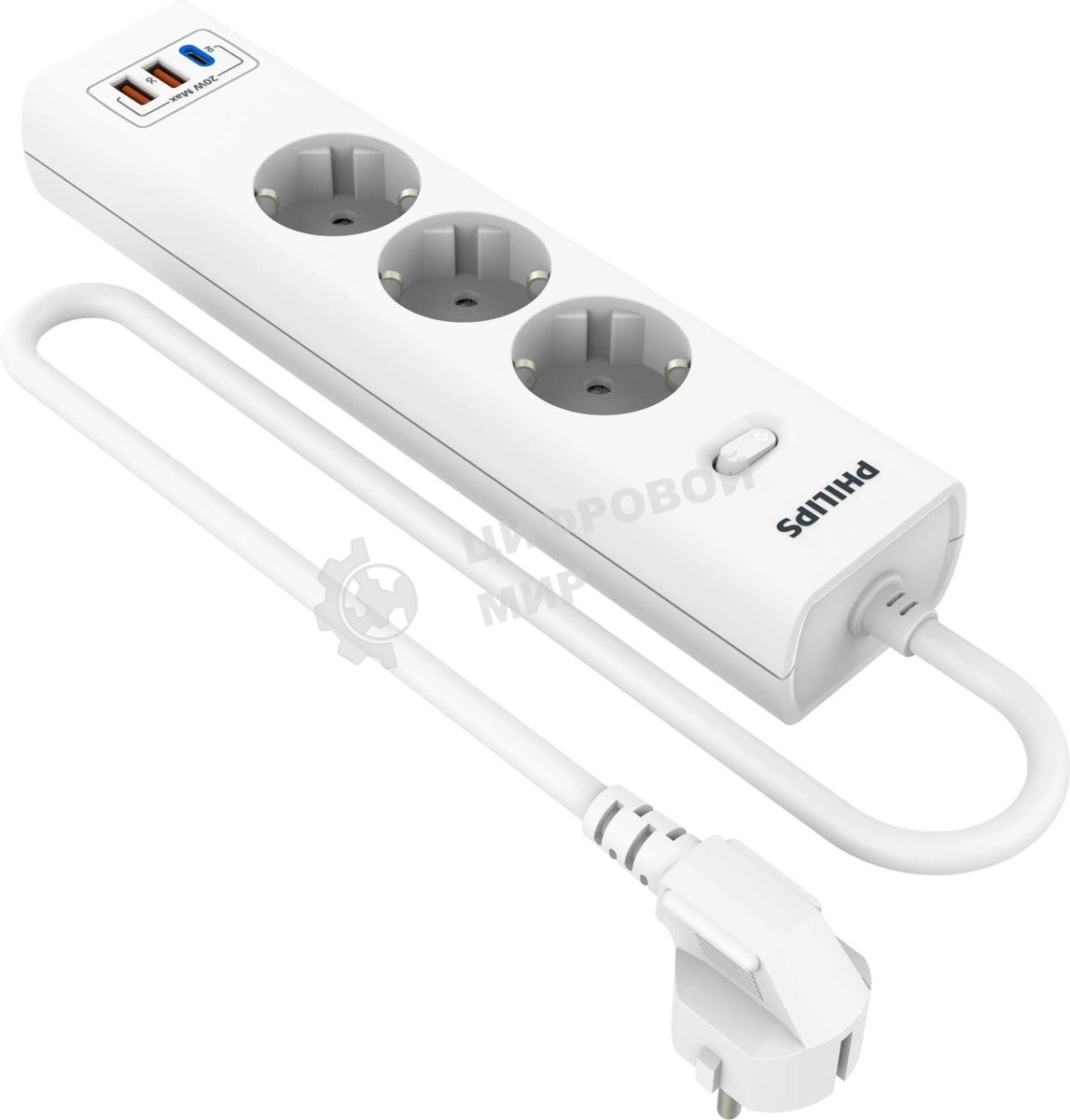 Сетевой фильтр Philips CHP4336WB/51, 3 м, 3 розетки, белый