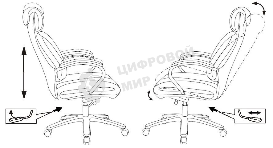 Кресло руководителя Бюрократ T-9904NSL черный, кожа, с подголов. крестовина металл хром
