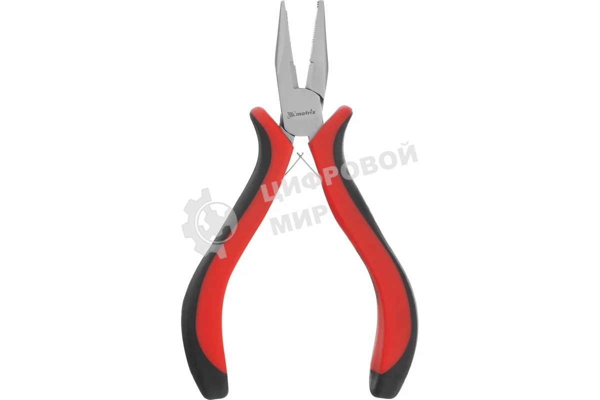Длинногубцы Matrix mini 130 мм Ni прямые, авторазжим, двухкомпонентные рукоятки