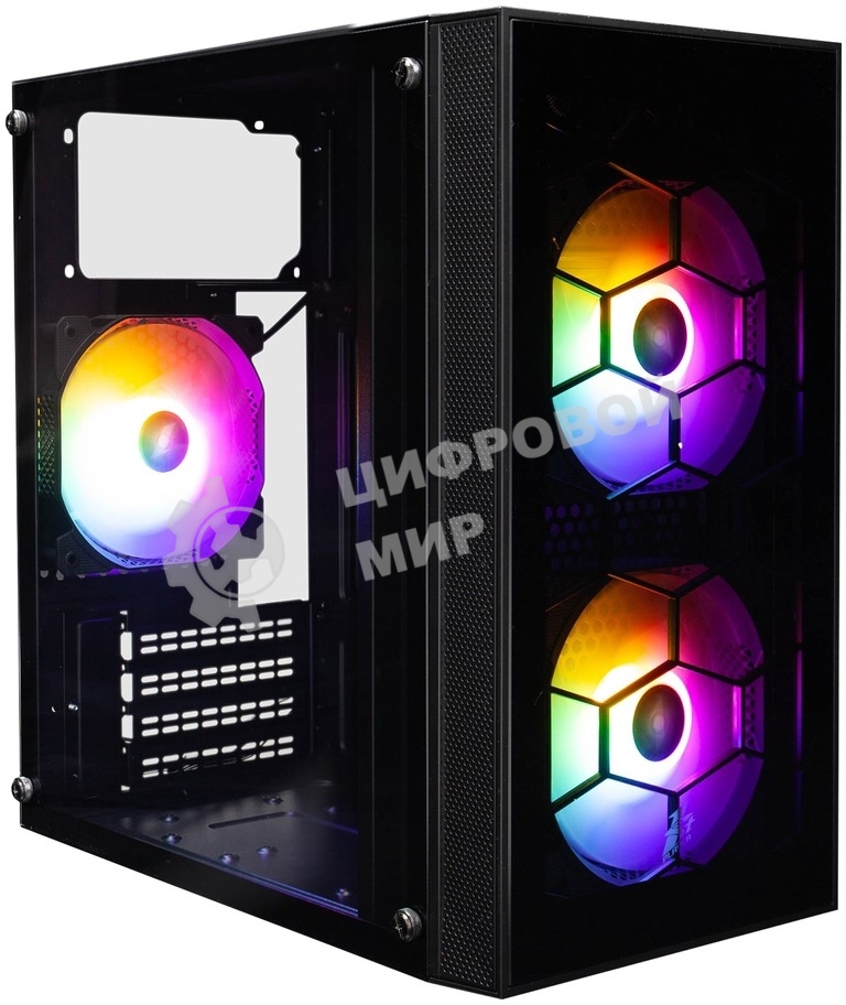 Компьютерный корпус 1STPLAYER FIREBASE X1 черный mATX 3x120мм LED fans X1-BK-3F1