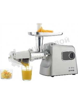 Мясорубка электрическая Gorenje MG2500DS серый, 2500 Вт, 2.8 кг/мин, реверс, защита от перегрузки, металлический лоток, насадки - 8