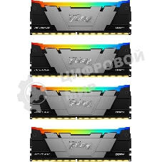 Оперативная память Kingston Fury Renegade, DDR4, 32Gb (4x8GB), 3200MHz, CL16, DIMM, с радиаторами, RGB, серебристый/черный