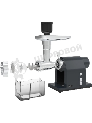 Мясорубка электрическая Rondell RDE-1452 графит/серебристый, 2000 Вт, 1.5 кг/мин, реверс, защита от перегрузки, насадки - 5