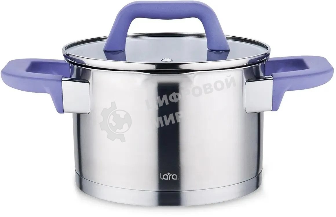 Кастрюля Lara LR02-253 Лаванда 3,8 л, 20 см, с крышкой, нержавеющая сталь