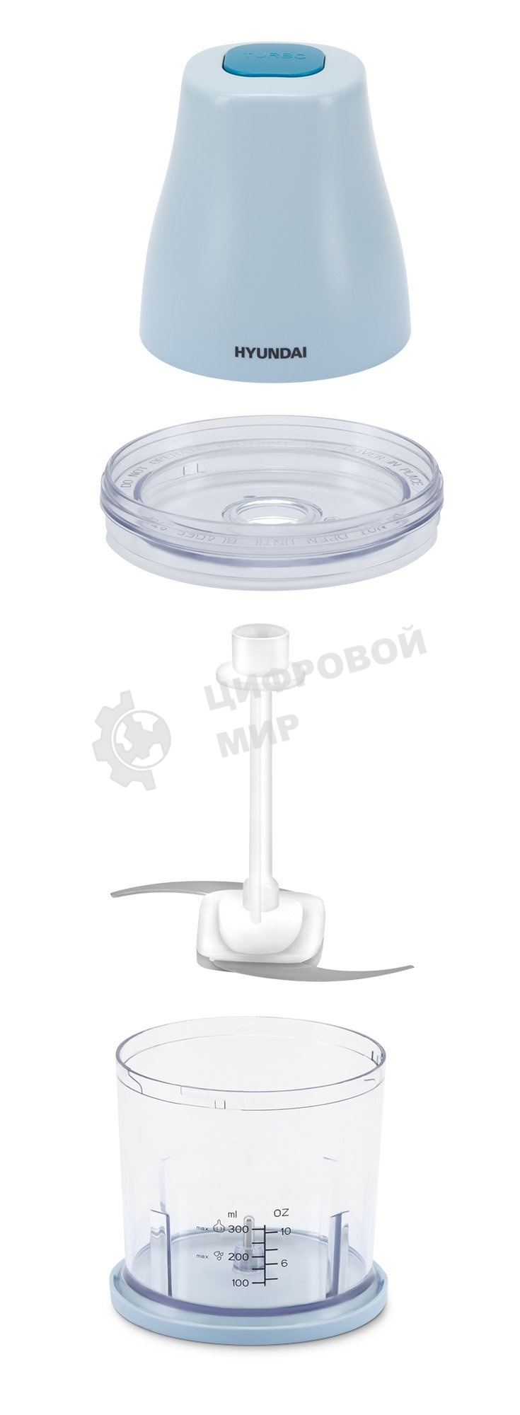Измельчитель электрический Hyundai HYC-P3118 0.8л. 350Вт голубой/синий