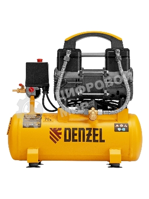 Компрессор безмасляный малошумный Denzel DLP-950/10, 950 Вт,10 л, 2850 об/мин, 170 л/мин