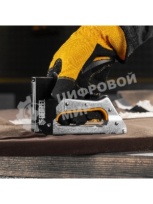 Степлер металлический Denzel скобы в комплекте, 2К рукоятка, тип 53, 6-10 мм