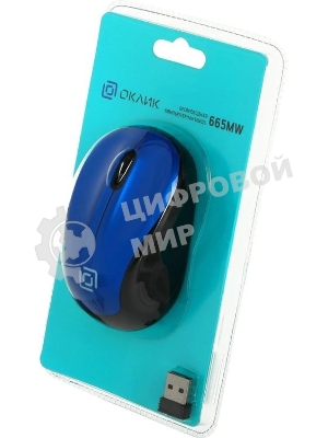 Мышь беспроводная Oklick 665MW черный/синий, 1000 dpi, радиоканал, USB, кнопки - 3