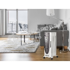 Обогреватель масляный Ballu Turbo BOH/TB- 07FH 1500 (7 секций), белый, 1500 Вт, 24 м2, механический термостат