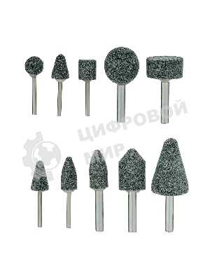Набор шарошек Denzel абразивных для дрели (ПШМ), 63С, 10 шт.