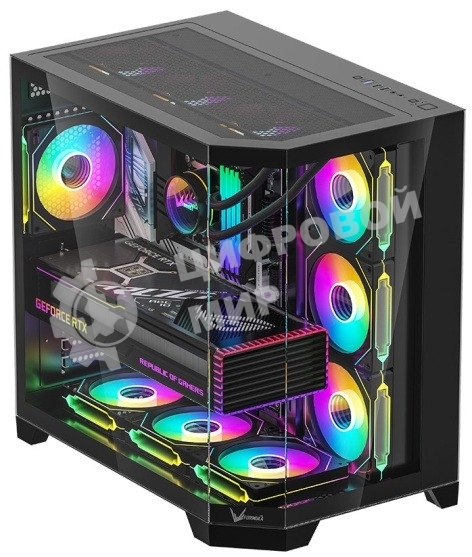 Компьютерный корпус Formula V Line Crystal Z6 Black, ATX, Left & Front & Bevel side Tempered Glass, TYPE-C*1, USB3.0*2