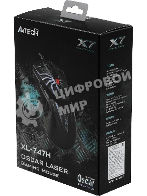 Мышь проводная A4Tech XL-747H синий, 3600 dpi, USB, кнопки - 7