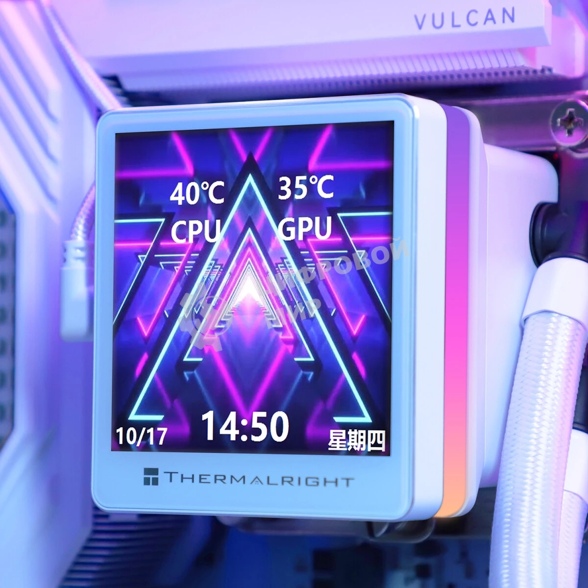 Водяное охлаждение для процессора Thermalright Grand Vision 360 (360mm, LED, White, ARGB/Fans: 3x120mm, 80.45CFM, 29.4dBA, 2150RPM/Pump height 72.5mm, 6400RPM, Rad thickness 27mm/S: 1700, 1200, 1851, 115X, 2011, 2066, AM5, AM4)