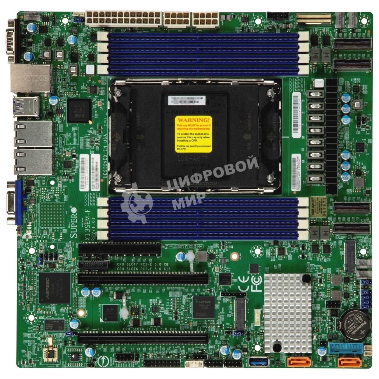 Материнская плата Supermicro X13SEM-F-B, 1xLGA-4677, OEM Intel Xeon SP gen 4, Intel C741, 8x DDR5 4800/4400/4000 MHz. 2x1Gbe Base-T i350+1xMgmt LAN, 10xSATA3, 2xSATA-DOM, 5xUSB 3.2, 2xPCI-Ex16+1xPCI-E x8+4xMCIO x8, 2xM.2, mATX