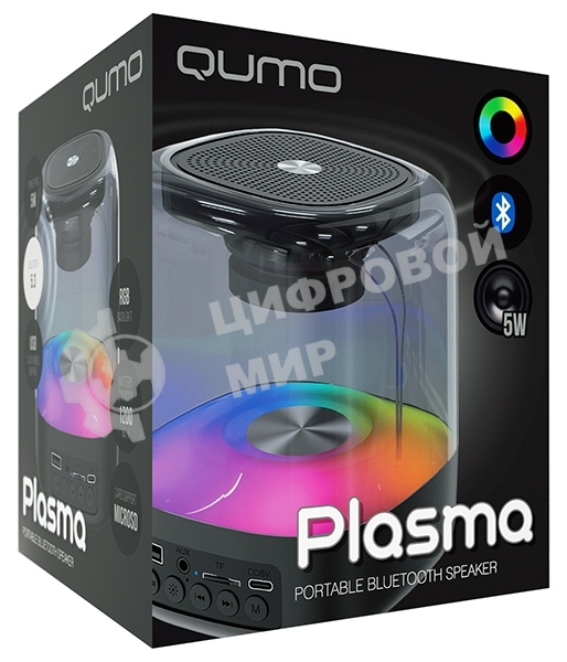 Акустическая система QUMO Plasma ВТ 0082 5 ВТ объемное звучание RGb подсветка