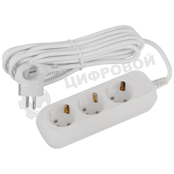 Удлинитель электрический ЭРА UDL-10-350-E Greenline 3 розетки с заземлением 5м ПВС 3x0.75мм2