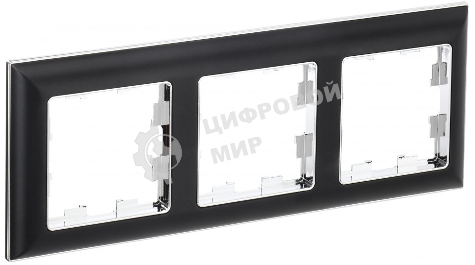 Рамка 3-местная IEK BRITE РУ-3-Бр DECOR 3D-форма черный/хром