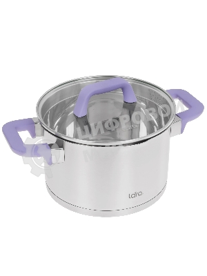 Кастрюля Lara LR02-253 Лаванда 3,8 л, 20 см, с крышкой, нержавеющая сталь