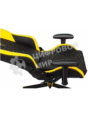 Кресло Knight Neon черный/желтый, экокожа, 120 кг, механизм качания