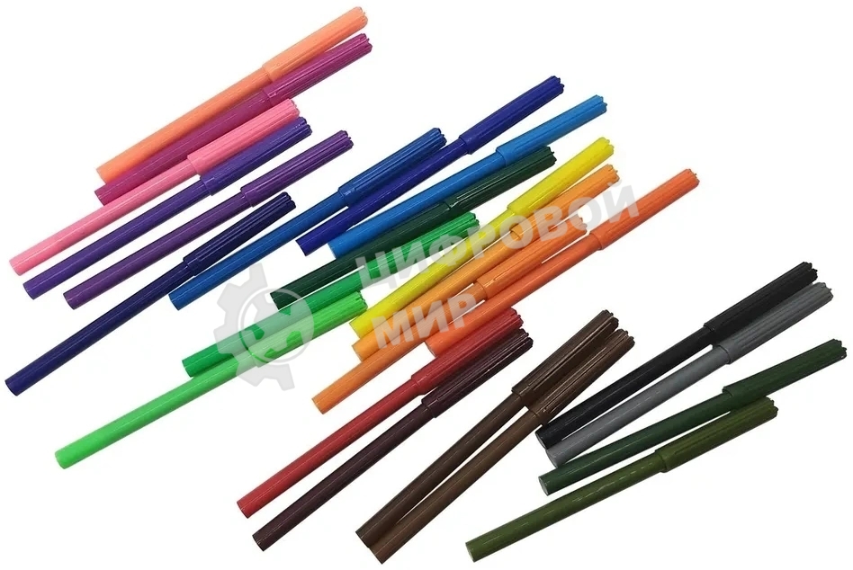 Фломастеры Silwerhof Eco 7.5мм 125мм, вентилируемый колпачок, 24 цвета, пакет с европодвесом