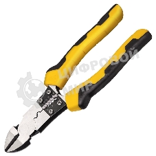 Диагональные бокорезы многофункциональные Deli DL102008 200мм, (резка/зачистка/обжим), сталь Cr-V, двухкомпонентная рукоять