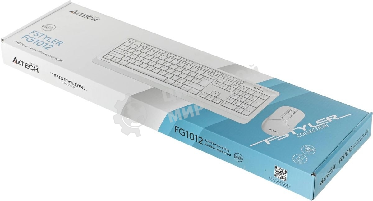 Комплект клавиатура+мышь A4Tech FStyler FG1012 беспроводной, USB, 1200 DPI, белый