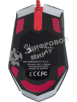 Мышь проводная A4Tech Bloody A7 черный, 4000 dpi, USB, кнопки - 8