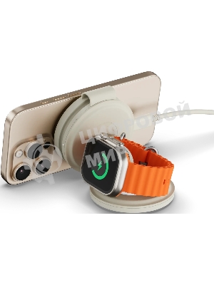 Переносное зарядное устройство Satechi Qi2 OntheGo 3-in-1 Wireless Charger, песочный