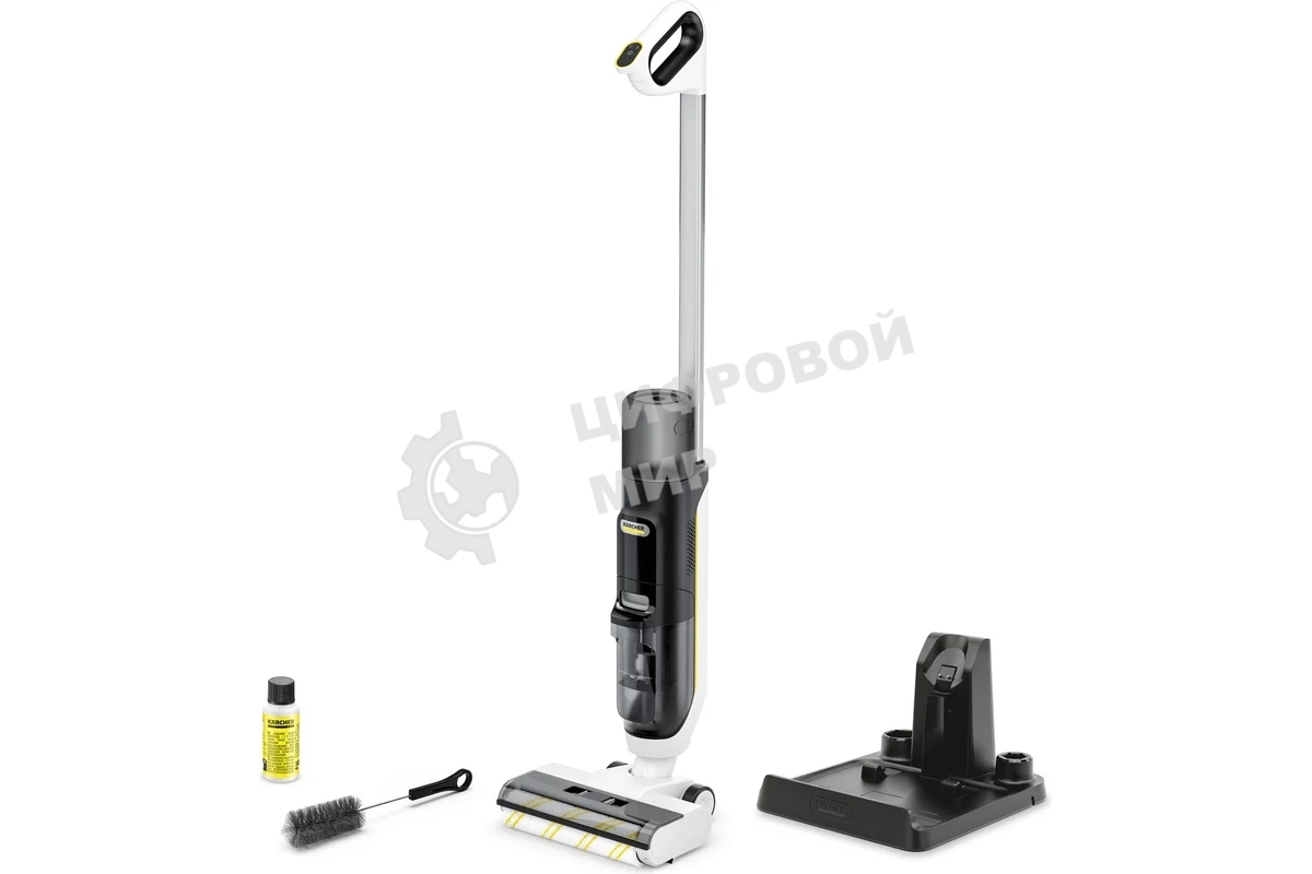 Пылесос вертикальный моющий Karcher FCV 3 белый/черный, питание от аккумулятора, 160 Вт, уборка сухая/влажная, пылесборник 0.8 л